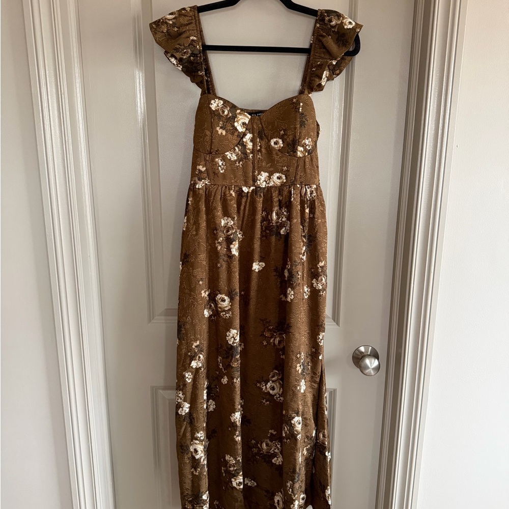 Brown Floral Maxi Dress
